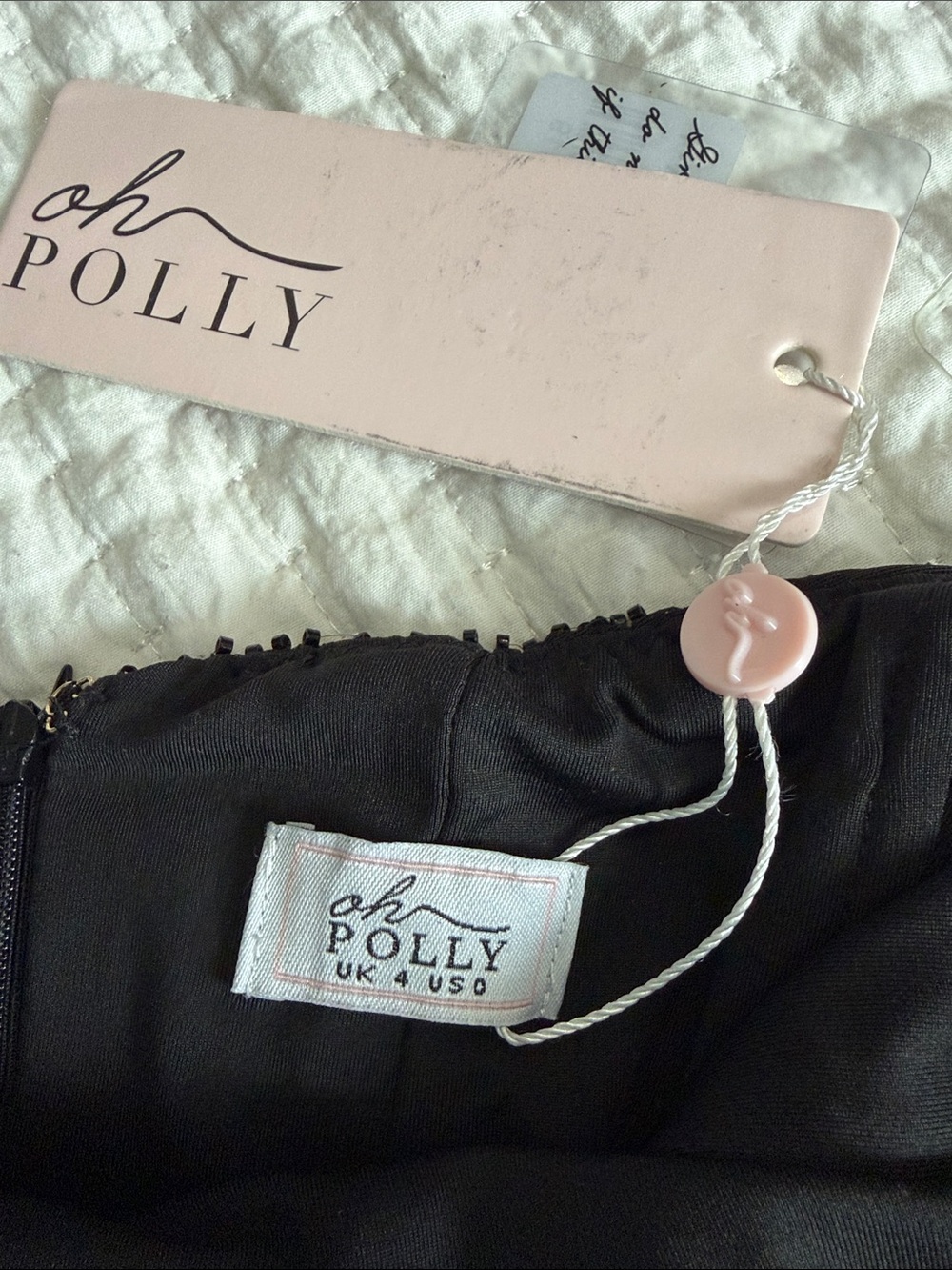 Oh Polly Black Beaded Strapless Mini Dress - Picture 2 of 2